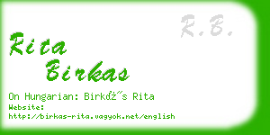 rita birkas business card